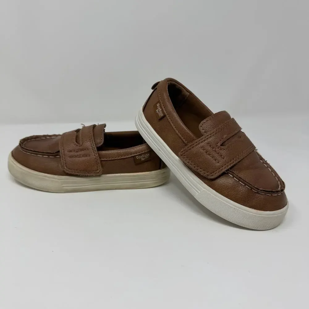 OshKosh B’gosh Toddler Loafers Brown Hook Loop Size 9M